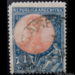 Argentine 00147 général José Francisco de San Martin 1p de 1909