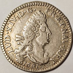 LOUIS XIV quatre sols aux deux L 1691 P