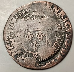 LOUIS XIV Quinzain, sol de 15 deniers surfrappé à Dijon