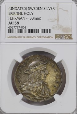 Sweden silver Erik the Holy Medal ND (1728-45) NGC AU58