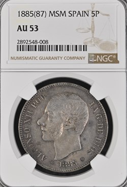 Spain 1885 (87) 5 Pesetas