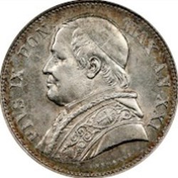 Papal States 1867 2 1/2 Lire, ANACS MS61