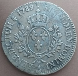 Louis XVI ecu aux remeaux d'olivier 1789 (faux)