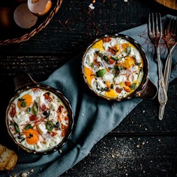 Saffron-Infused Creamery Eggs with Spinach