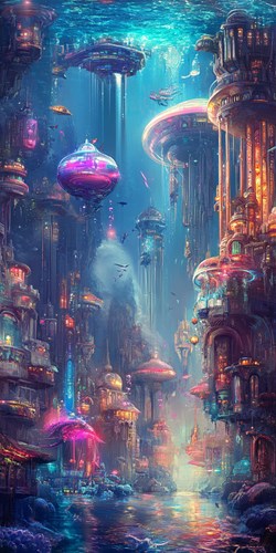 cityscape of an aquatic planet