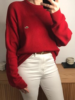 Pull col rond Lacoste rouge | 45 €
