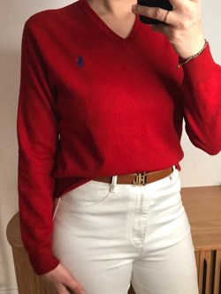 Pull col V Ralph Lauren rouge | 45 €