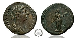 Sestertius with wife of Marcus Aurelius Faustina II (SIDERIBVS RECEPTA)