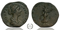 Sestertius with wife of Marcus Aurelius Faustina II (SIDERIBVS RECEPTA)