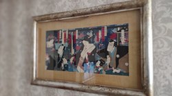 Grabado Japonés Escena Kabuki