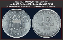 J-327 1863 10C Postage Currency