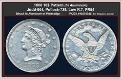 J-663 1868 $10 Eagle