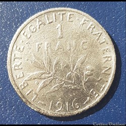 1fr semeuse type argent 1916 (faux)