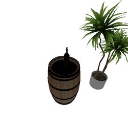 Plant and wine barrel
