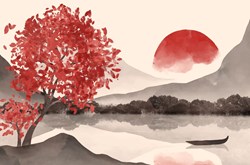 Watercolor chinese style illustration