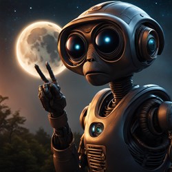 E.T. fait le signe "Peace"