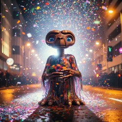 E.T. offre un bouquet de fleurs