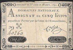 assignat - cinq livres