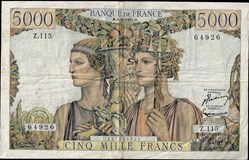 5000 francs ( terre et mer ) - type 1949