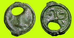 potin au swastika tête à gauche