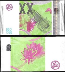 échantillon 20 euros scarabée et fleurs de lotus