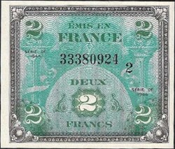 2 francs ( drapeau ) - 1944