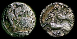 drachme aux deux chevaux , tête barbue