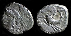denier à l'hippocampe tête à gauche