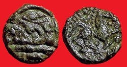 quart de statère en bronze tête à gauche