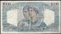 1000 francs ( MINERVE et HERCULE ) - type 1945