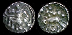 denier d'argent au personnage assis