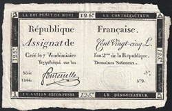 assignat - cent vingt cinq livres