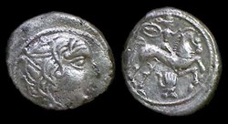drachme au cavalier et à la main - B
