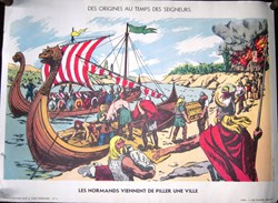 tableau d'école - les normands viennent de piller une ville