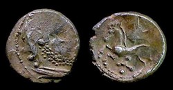 drachme aux deux chevaux , tête barbue