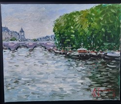 Peniches en bord de Seine (Guy Legendre)