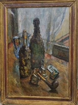 Nature morte aux bouteilles et à la pipe (René Albert Raphael Gouin)