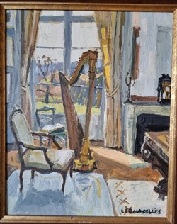 Harpe et fauteuil Louis XV devant la fenêtre (Hervé Le Boudelles)