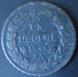 1 décime Dupré l'An 8 AA