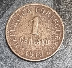 1 cent from 1918 PORTUGUESE REPUBLIC