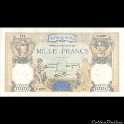 1000 Francs Cérès et Mercure 1940