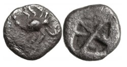 Asie Mineure / Incertaine / Trihémitartemorion / Scorpion -  Carré creux.