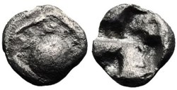 Ionie / Incertaine / Hemiobole / Œil Humain - Carré creux.