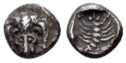 M Milet / 1/24 eme de Statère - Obole / Dépouille de Lion - Scorpion.