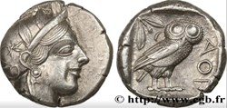 Athènes / Tétradrachme / Tête d'Athéna à droite - Chouette debout de face.