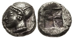 Phocée / Diobole / Tête de femme portant un sakkos à gauche / Carré creux.