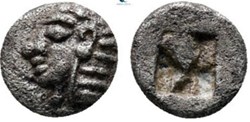 Colophon / Tetartemorion / Tête achaique à gauche - Carré creux