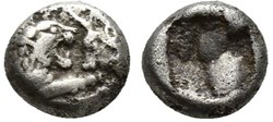 Royaume de Lydie / Douzieme de statère / Protomés de taureau et de lion affrontés.