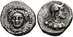 Tarsos-Hémiobole-Tête d’Aphrodite-Tête de Dionysos