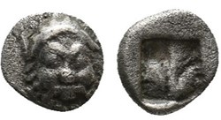 le de Lesbos-Tetartemorion-Tête barbue de Sylène - Carré creux.